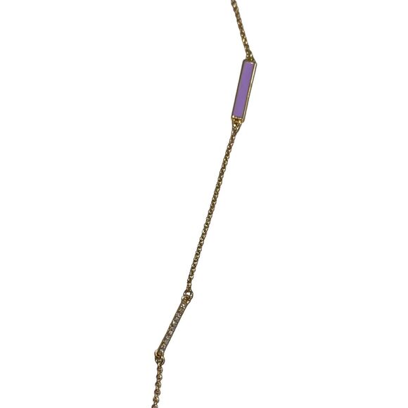 Kate Spade Purple Raising the Bar Gold Chain Long Necklace Pave Crystals - Picture 4 of 9